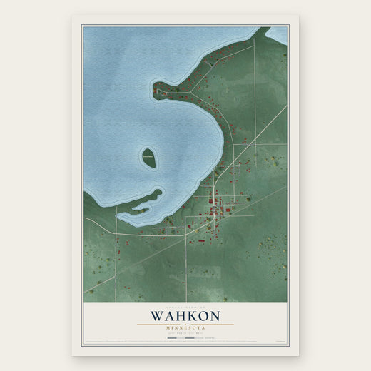 Wahkon, Minnesota map print, the full design