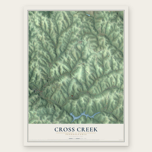 Cross Creek, Pennsylvania map print, the full design