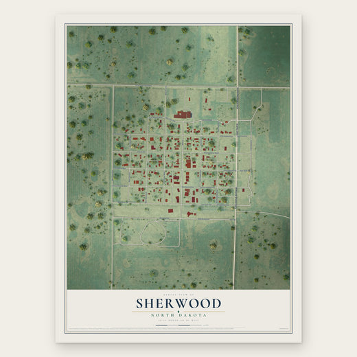 Sherwood, North Dakota map print, the full design