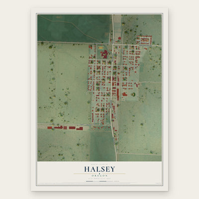 Halsey, Oregon map print, the full design