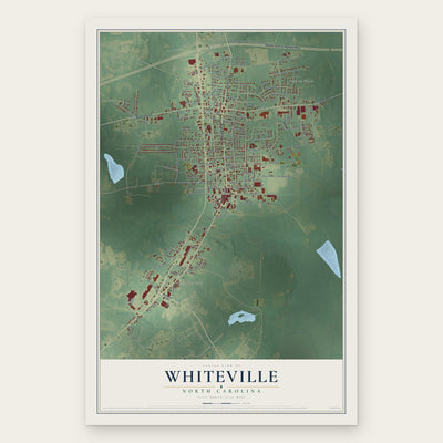 Whiteville, North Carolina map print, the full design