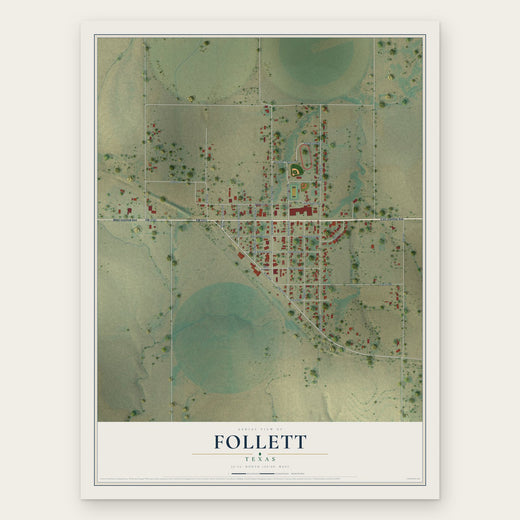 Follett, Texas map print, the full design