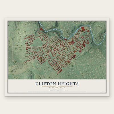 Clifton Heights, Pennsylvania map print, the full design