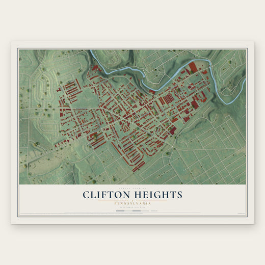 Clifton Heights, Pennsylvania map print, the full design