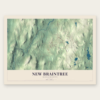 New Braintree, Massachusetts map print, the full design