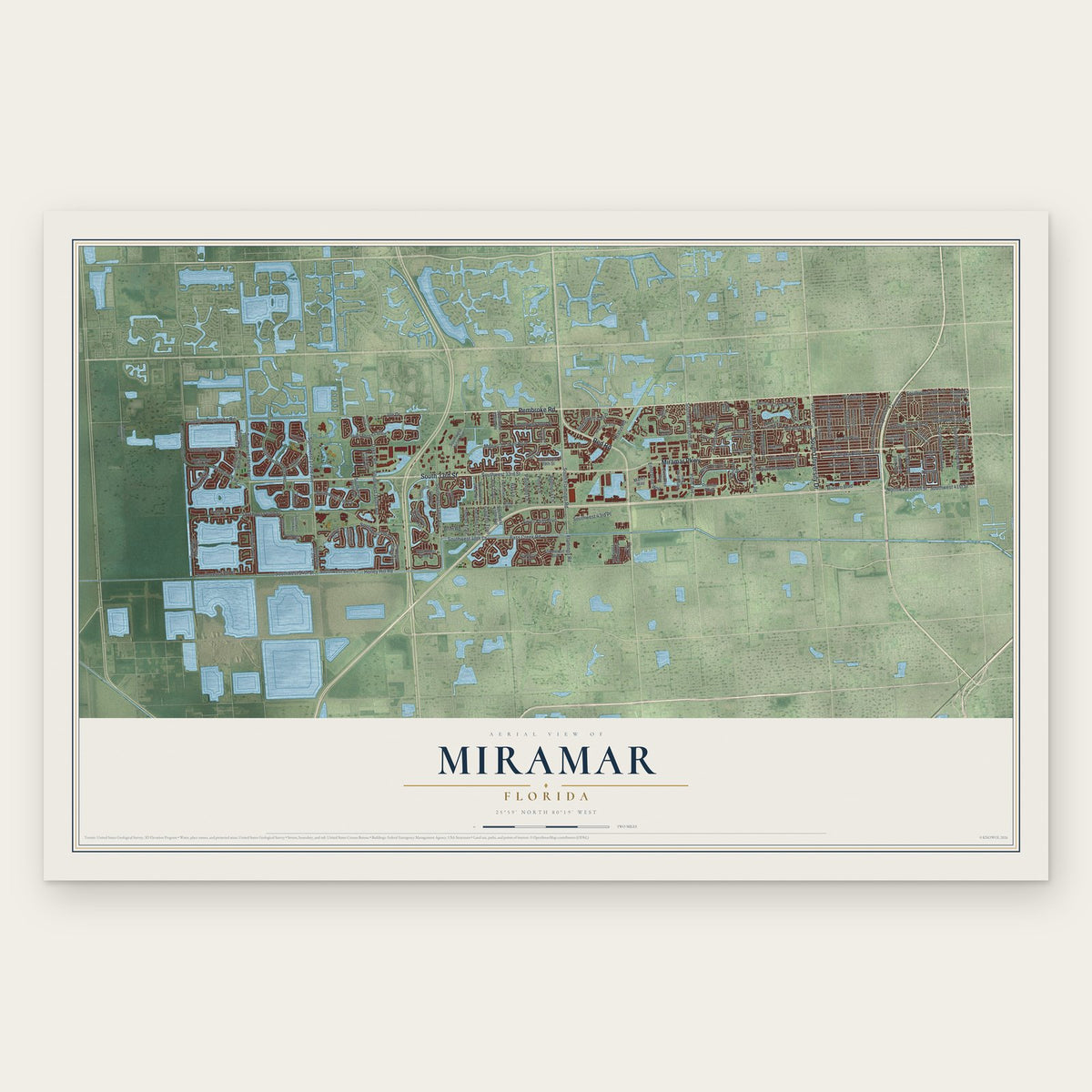 Miramar, Florida map print, the full design
