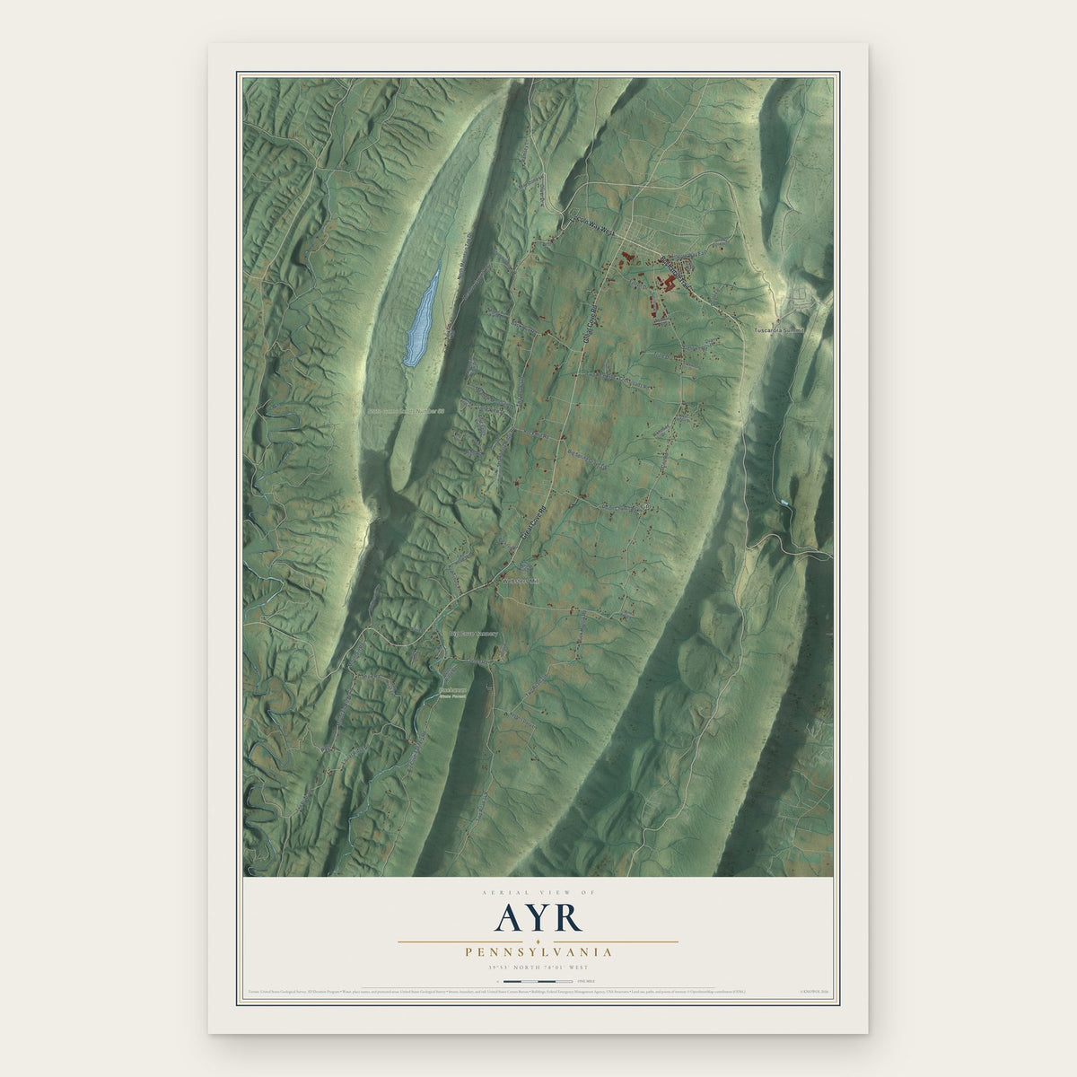 Ayr, Pennsylvania map print, the full design