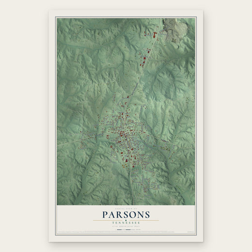 Parsons, Tennessee map print, the full design