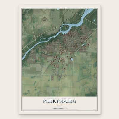 Perrysburg, Ohio map print, the full design