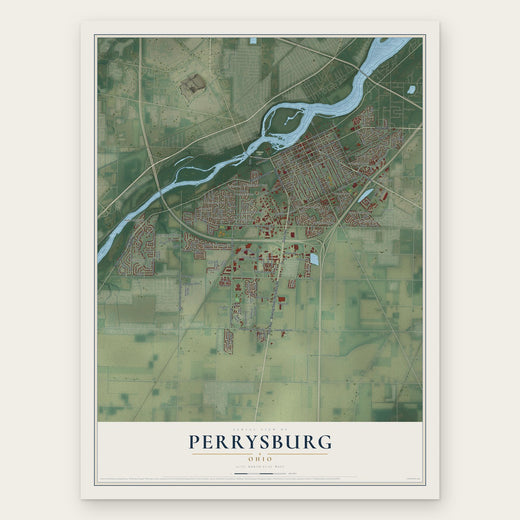 Perrysburg, Ohio map print, the full design