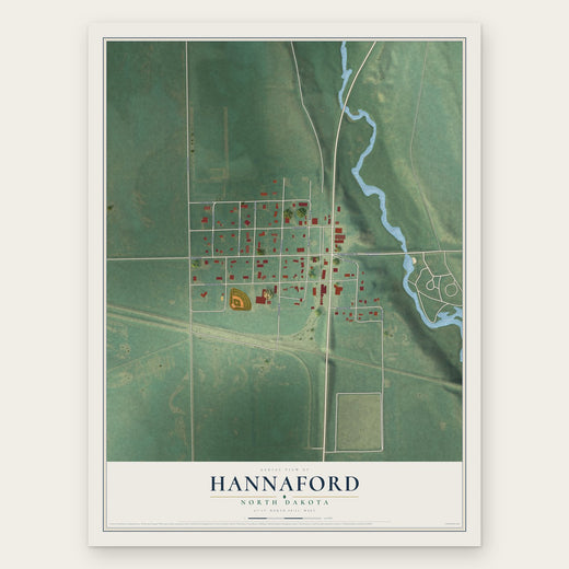 Hannaford, North Dakota map print, the full design