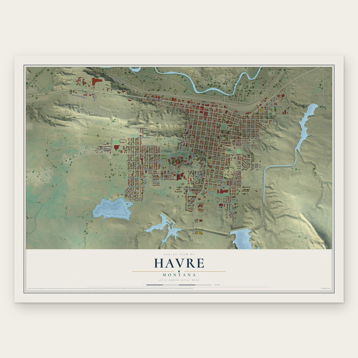 Havre, Montana map print, the full design