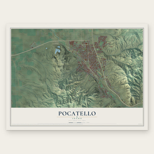 Pocatello, Idaho map print, the full design