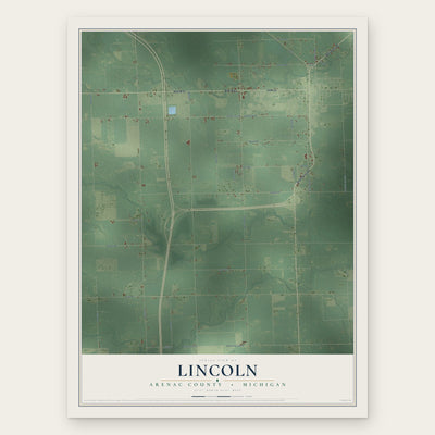Lincoln, Arenac County, Michigan map print, the full design