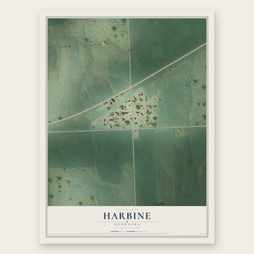 Harbine, Nebraska map print, the full design