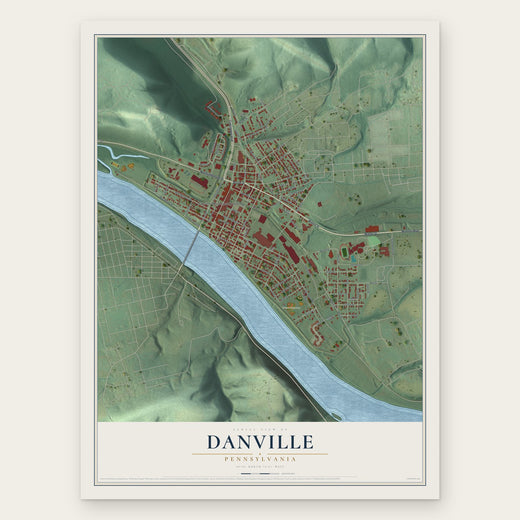 Danville, Pennsylvania map print, the full design