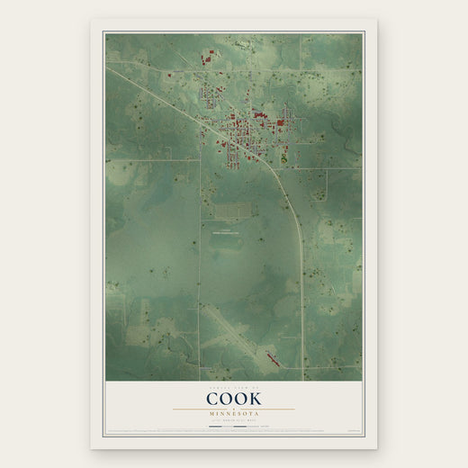 Cook, Minnesota map print, the full design