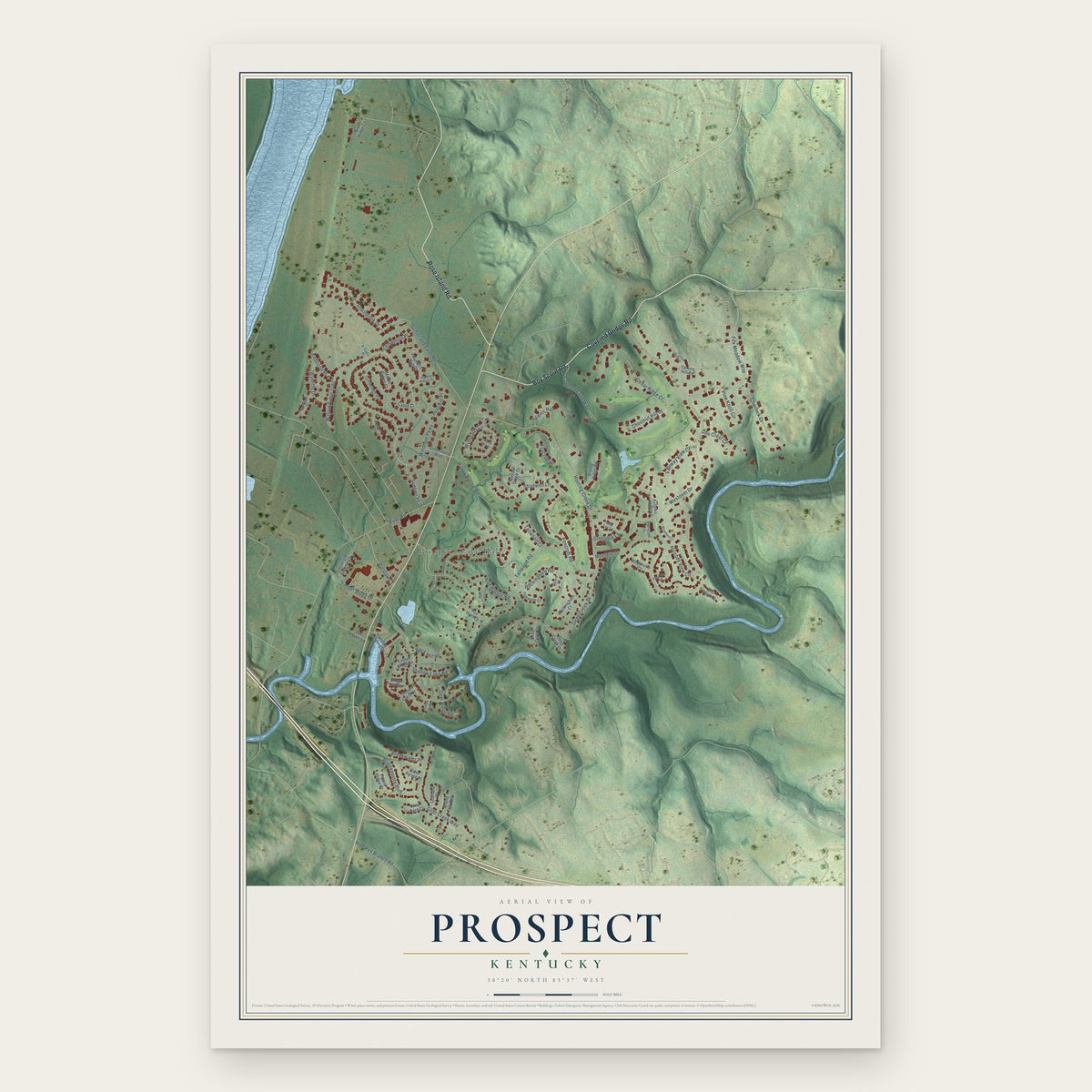 Prospect, Kentucky map print, the full design