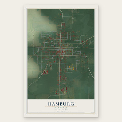 Hamburg, Arkansas map print, the full design