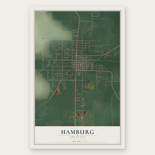 Hamburg, Arkansas map print, the full design