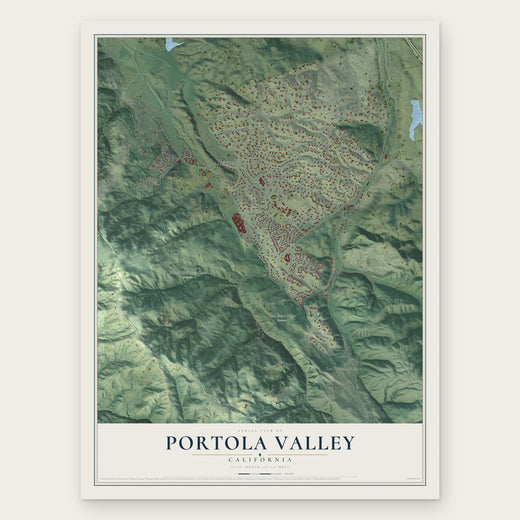 Portola Valley, California map print, the full design