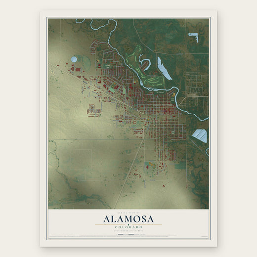 Alamosa, Colorado map print, the full design