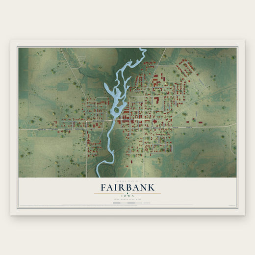 Fairbank, Iowa map print, the full design