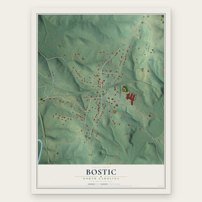 Bostic, North Carolina map print, the full design