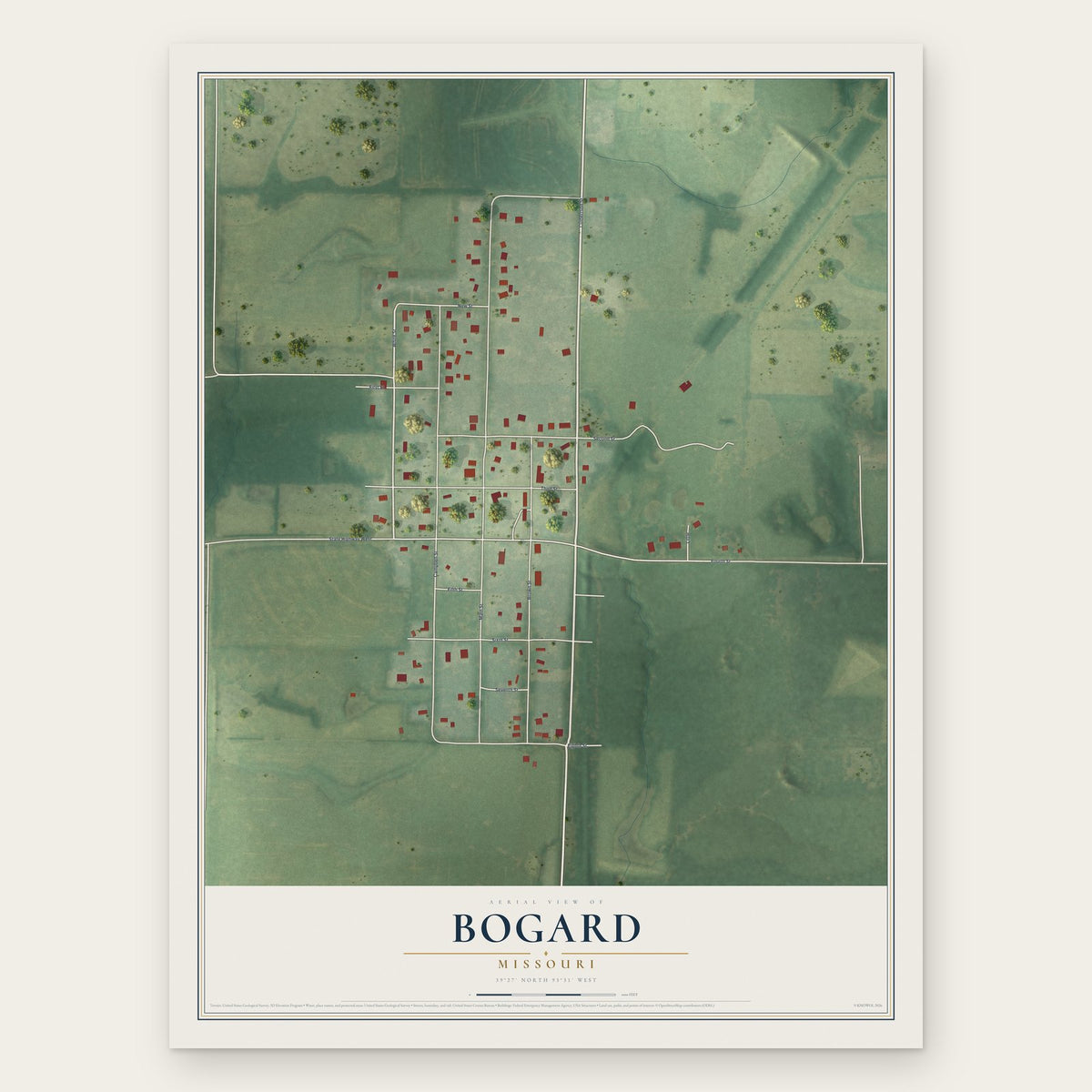 Bogard, Missouri map print, the full design
