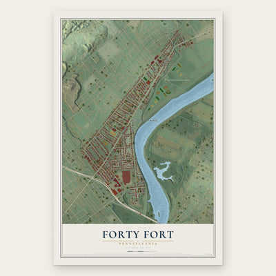 Forty Fort, Pennsylvania map print, the full design