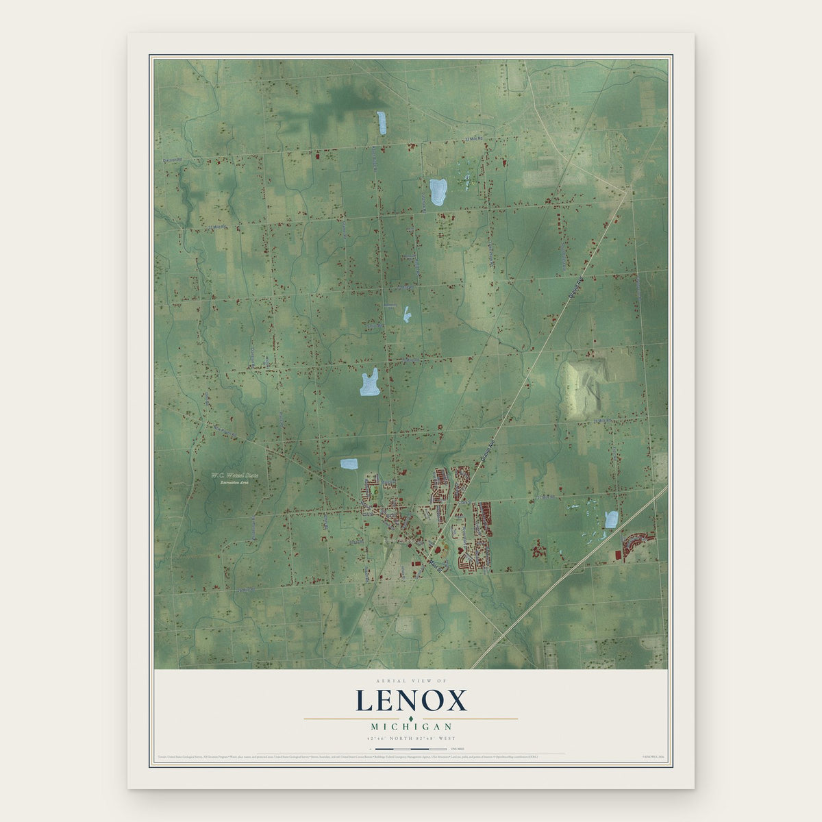Lenox, Michigan map print, the full design