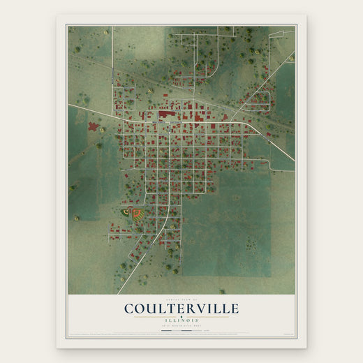 Coulterville, Illinois map print, the full design