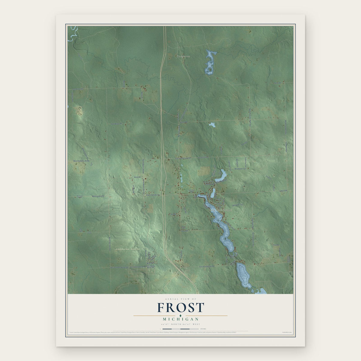 Frost, Michigan map print, the full design