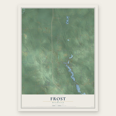 Frost, Michigan map print, the full design