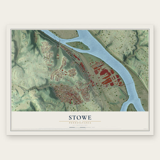 Stowe, Pennsylvania map print, the full design