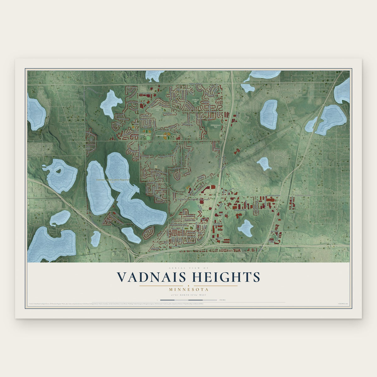 Vadnais Heights, Minnesota map print, the full design
