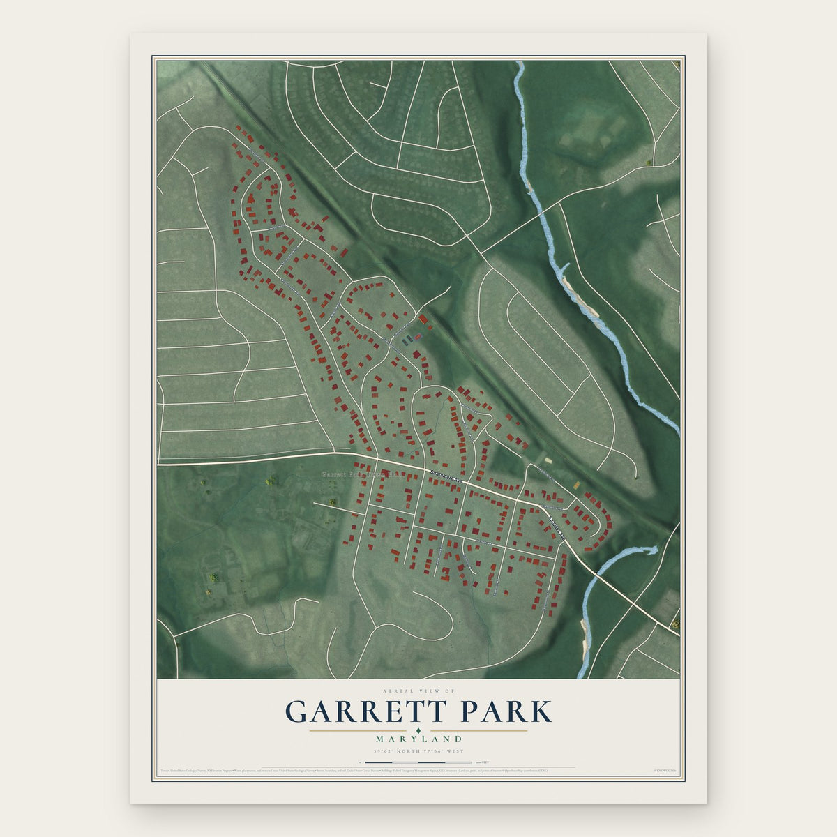 Garrett Park, Maryland map print, the full design