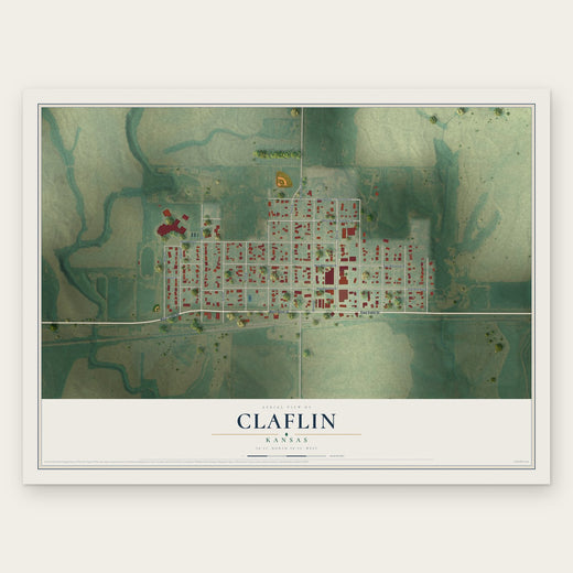Claflin, Kansas map print, the full design