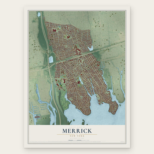 Merrick, New York map print, the full design