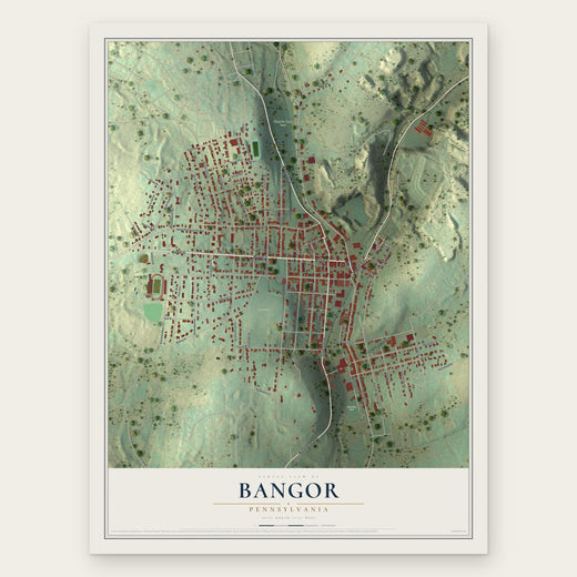 Bangor, Pennsylvania map print, the full design