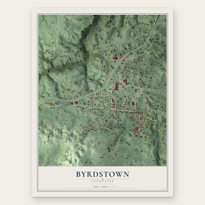 Byrdstown, Tennessee map print, the full design
