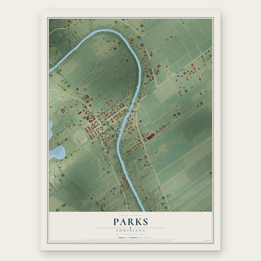 Parks, Louisiana map print, the full design