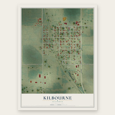 Kilbourne, Illinois map print, the full design