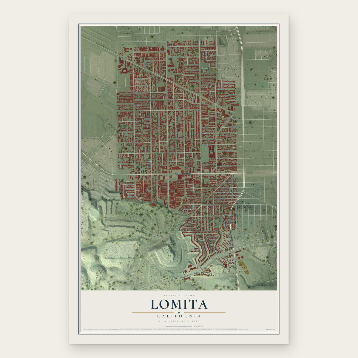 Lomita, California map print, the full design