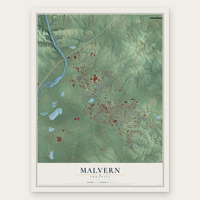 Malvern, Arkansas map print, the full design