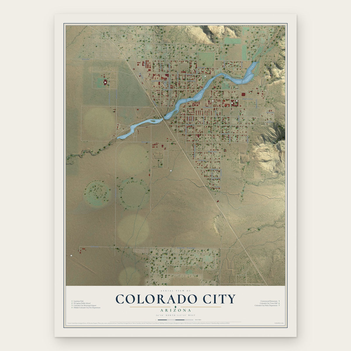 Colorado City, Arizona map print, the full design