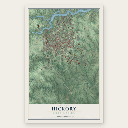 Hickory, North Carolina map print, the full design