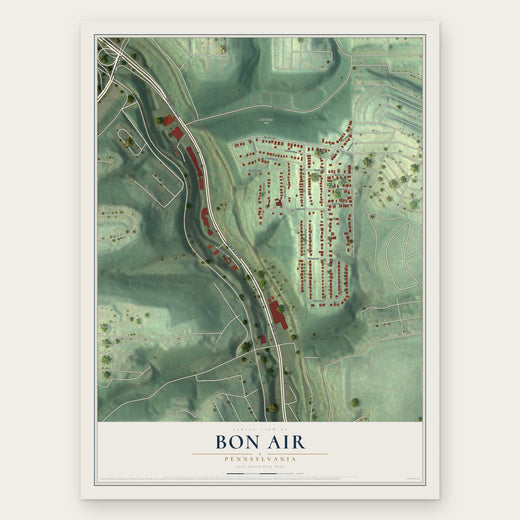 Bon Air, Pennsylvania map print, the full design