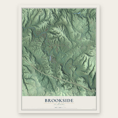 Brookside, Alabama map print, the full design