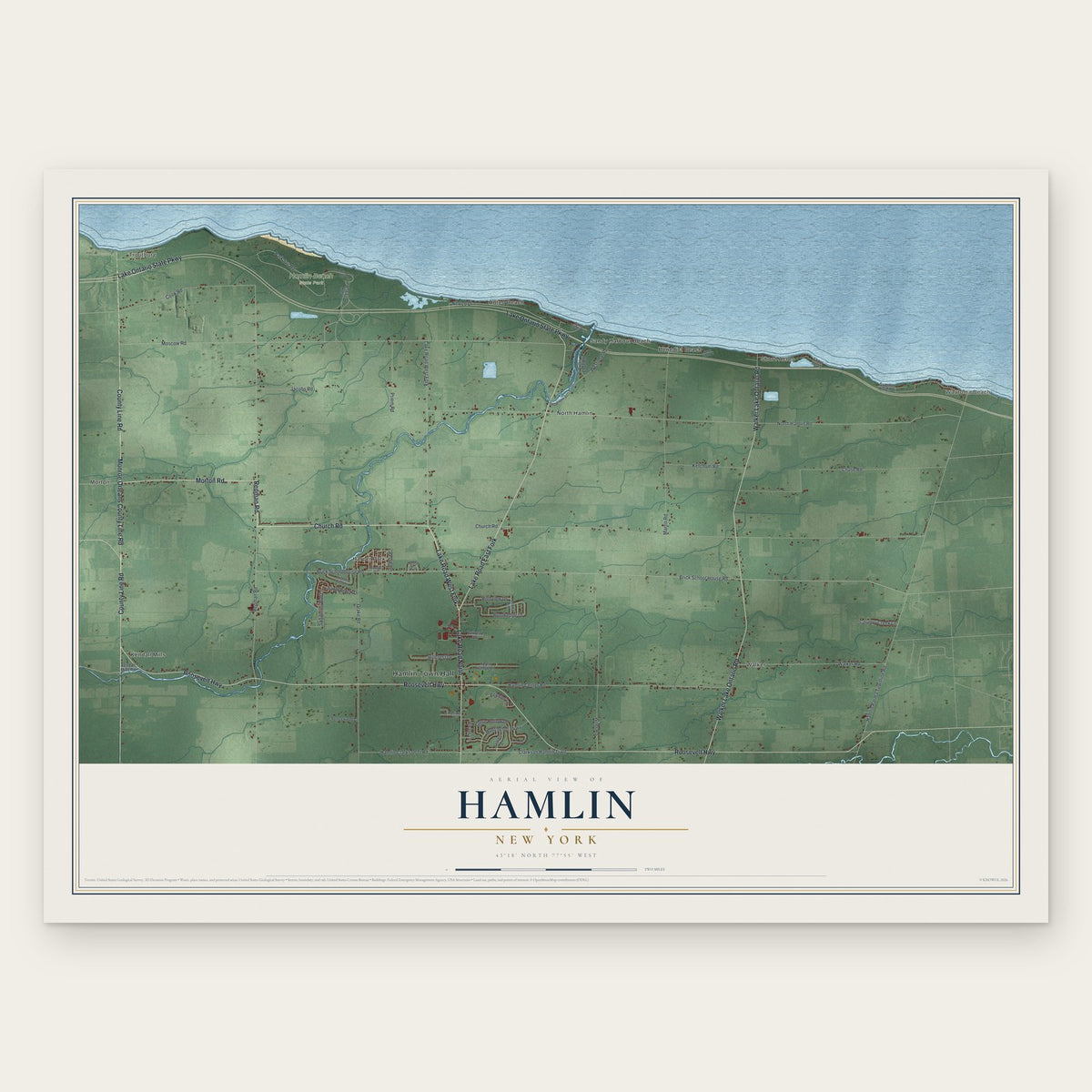 Hamlin, New York map print, the full design